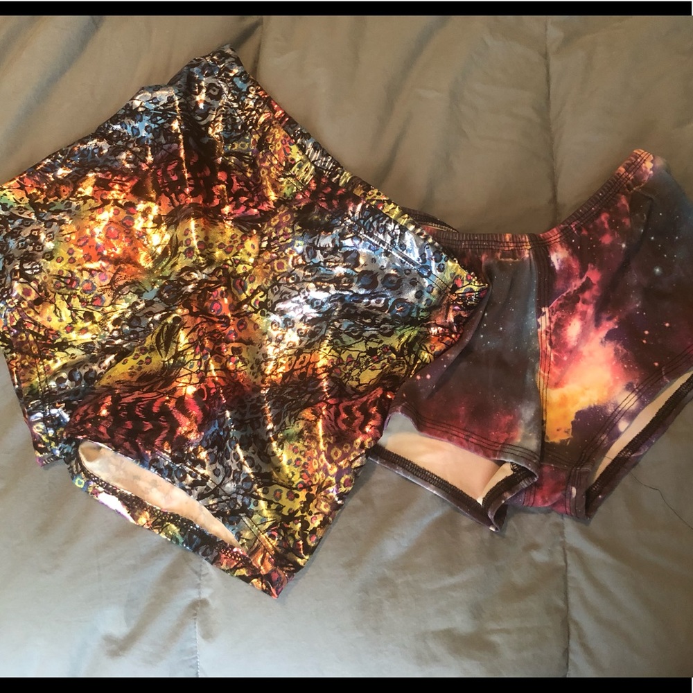 Two pair of fun printed stretch shorts!